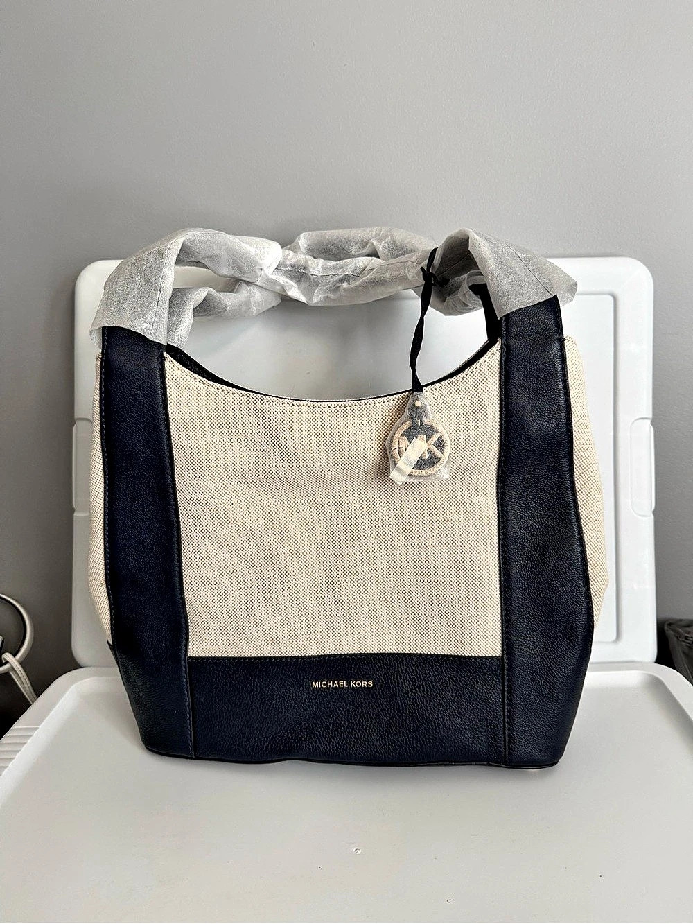 Michael Kors Marlon Large Canvas and Leather Shoulder Tote